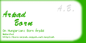 arpad born business card