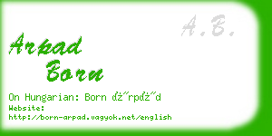 arpad born business card